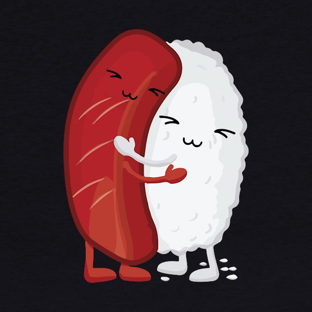 Sushi hug cute kawaii illustrative graphic by franzaled